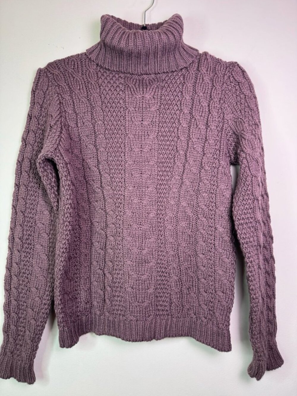 Paul James Women Plum Purple Knit Turtleneck Sweater 100% Wool M England